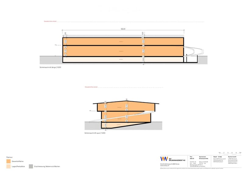 Floor plan showing a commercial area with labeled sections for storage/park area and access/neighboring areas.