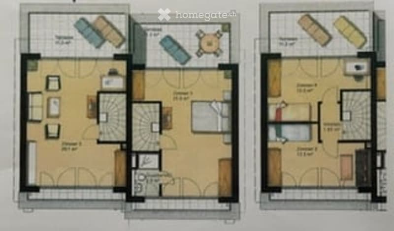 Floor plan of a two-bedroom apartment with living room, kitchen, and two bathrooms. Includes a balcony and a small storage area.