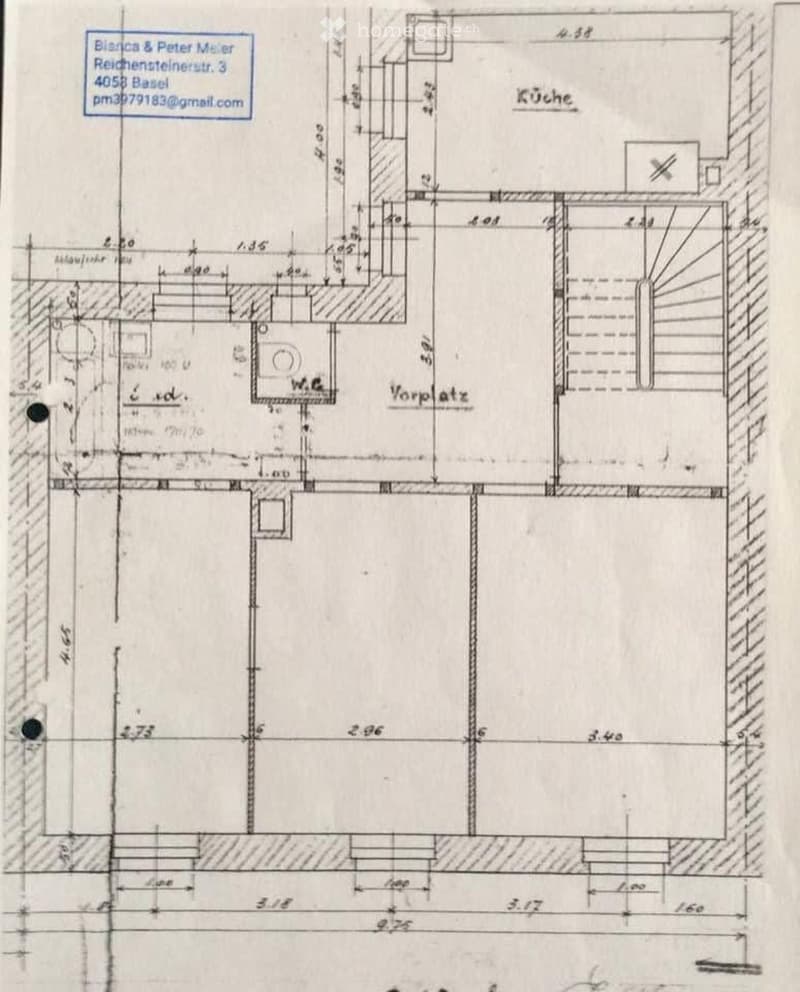 Floor plan with a living room, kitchen, bedroom, bathroom, terrace, and storage room