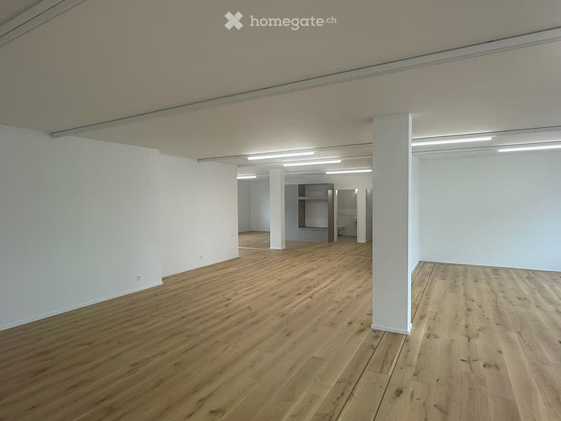 Empty room with wooden flooring and white walls, featuring a small closet and a toilet in the background.