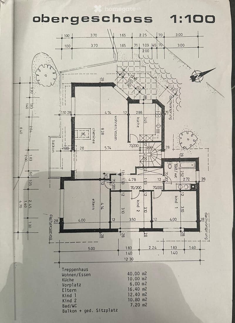 Floor plan of the upper level showing living/dining area, kitchen, hallway, bedrooms, bathrooms, and balcony.