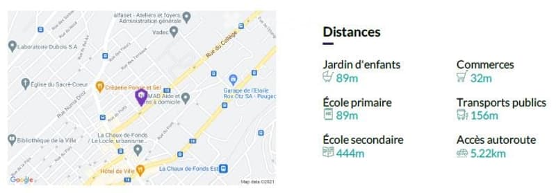 Map showing the location of a property with nearby amenities including schools, shops, public transport, and highway access.
