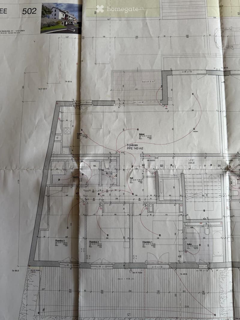 Floor plan of a residential unit showing layout of rooms including living area, bedrooms, bathrooms, and balcony.