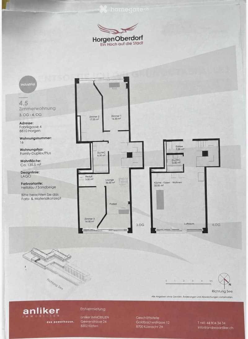 Floor plan of a 4.5-room apartment on the 3rd and 4th floors, featuring rooms, a kitchen, and bathrooms.