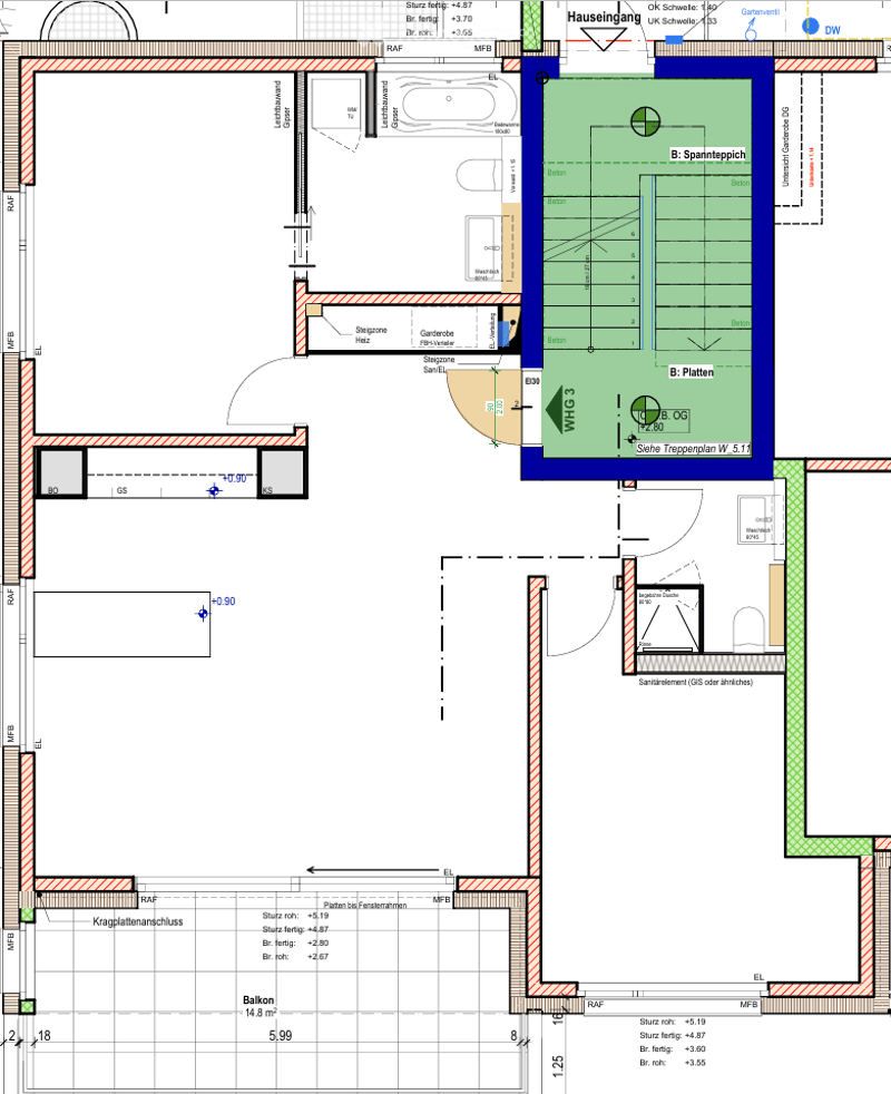 Floor plan showing a multi-room layout including a living room, kitchen, bedrooms, bathrooms, and a balcony.