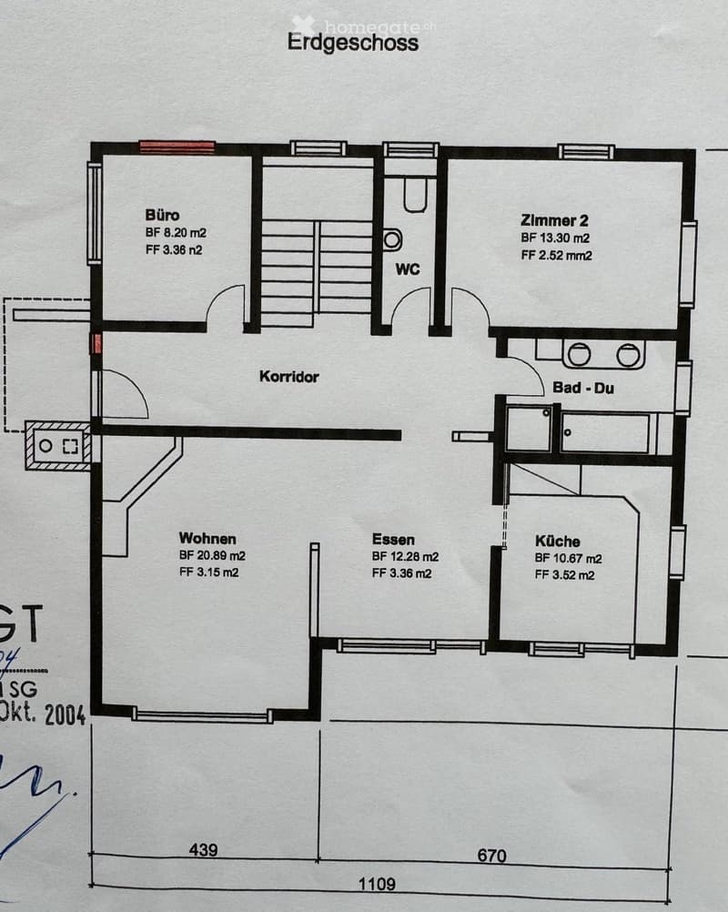 Ground floor floor plan showing living room, dining area, kitchen, bathroom, bedroom, hallway, and office.