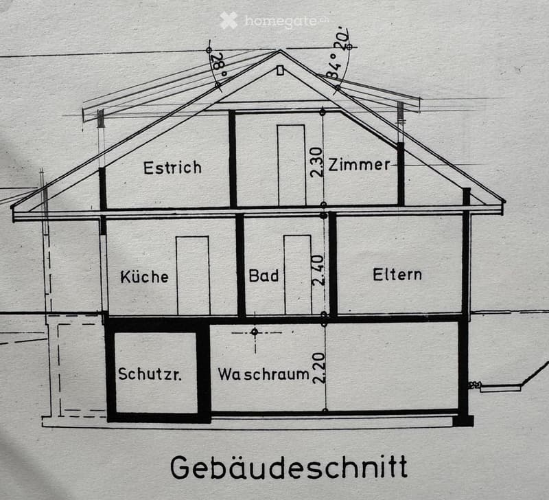 Floor plan showing a two-story house layout with labeled rooms: kitchen, bathroom, parents' room, washroom, storage, and attic.