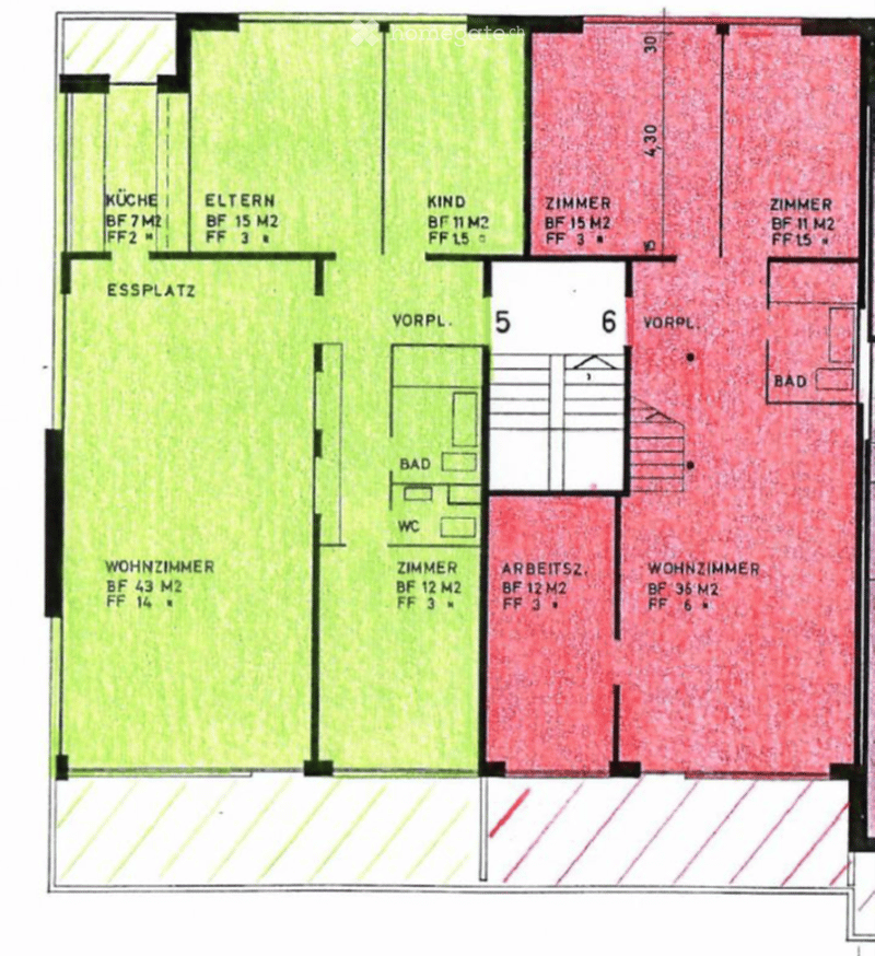 Floor plan of a house with multiple rooms including kitchen, living room, bedrooms, bathrooms, and a workspace.