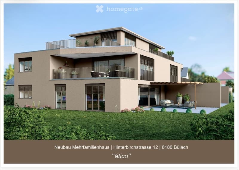 Modern two-story house with balconies, large windows, and a well-maintained garden.