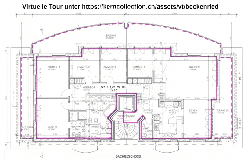Floor plan of a multi-level residential unit featuring a living area, kitchen, dining area, several bedrooms, bathrooms, a balcony, and a terrace.