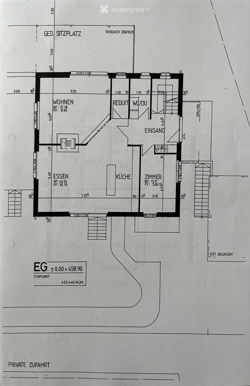 Ground floor plan showing living room, dining area, kitchen, bedroom, hallway, and WC/shower room.