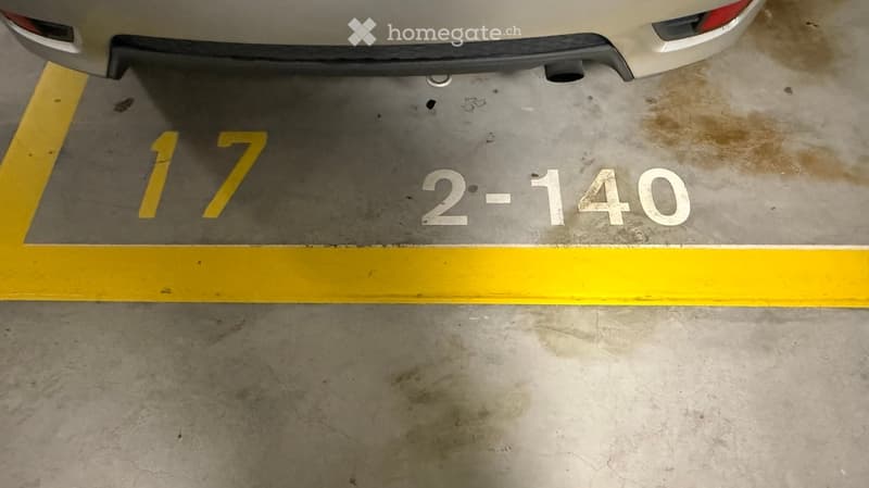 Parking space marked with number 17 and range 2-140, with a car partially visible in the background.