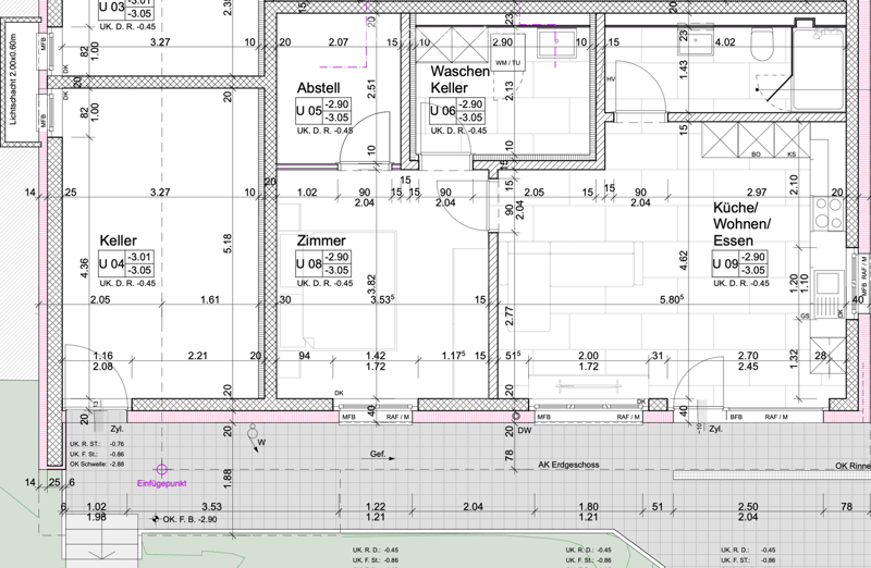 Entrance, living room, kitchen, 3 bedrooms, 2 bathrooms, balcony, garage, raised ground floor