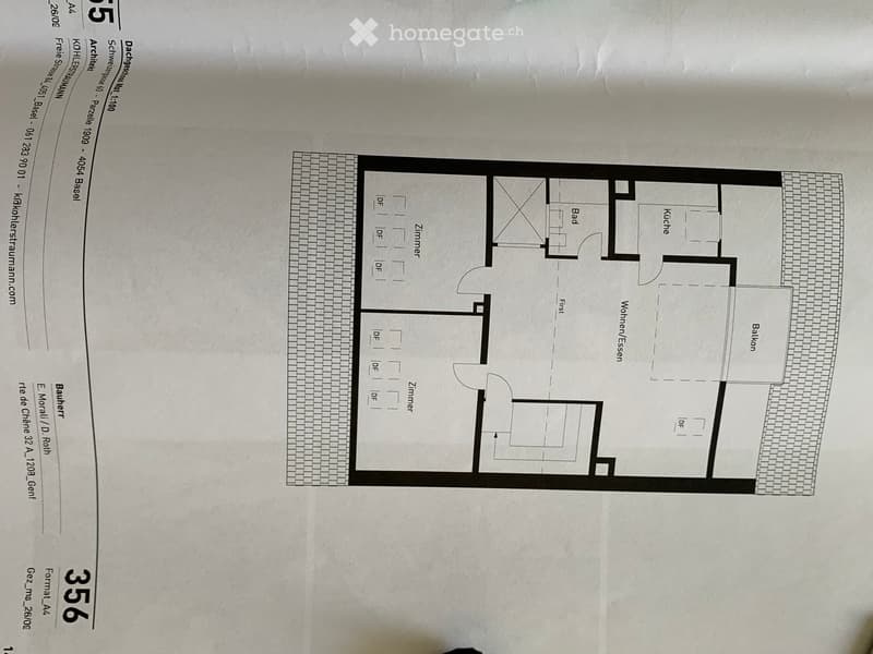 Floor plan showing a layout with a living/dining area, kitchen, bedroom, bathroom, and balcony.