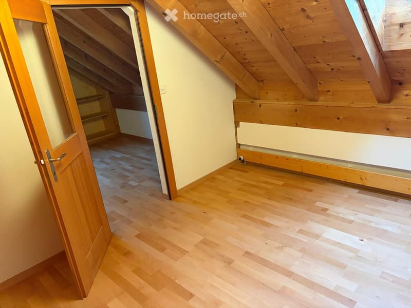 empty room, wooden flooring, wooden ceiling, wooden door, small closet, heating