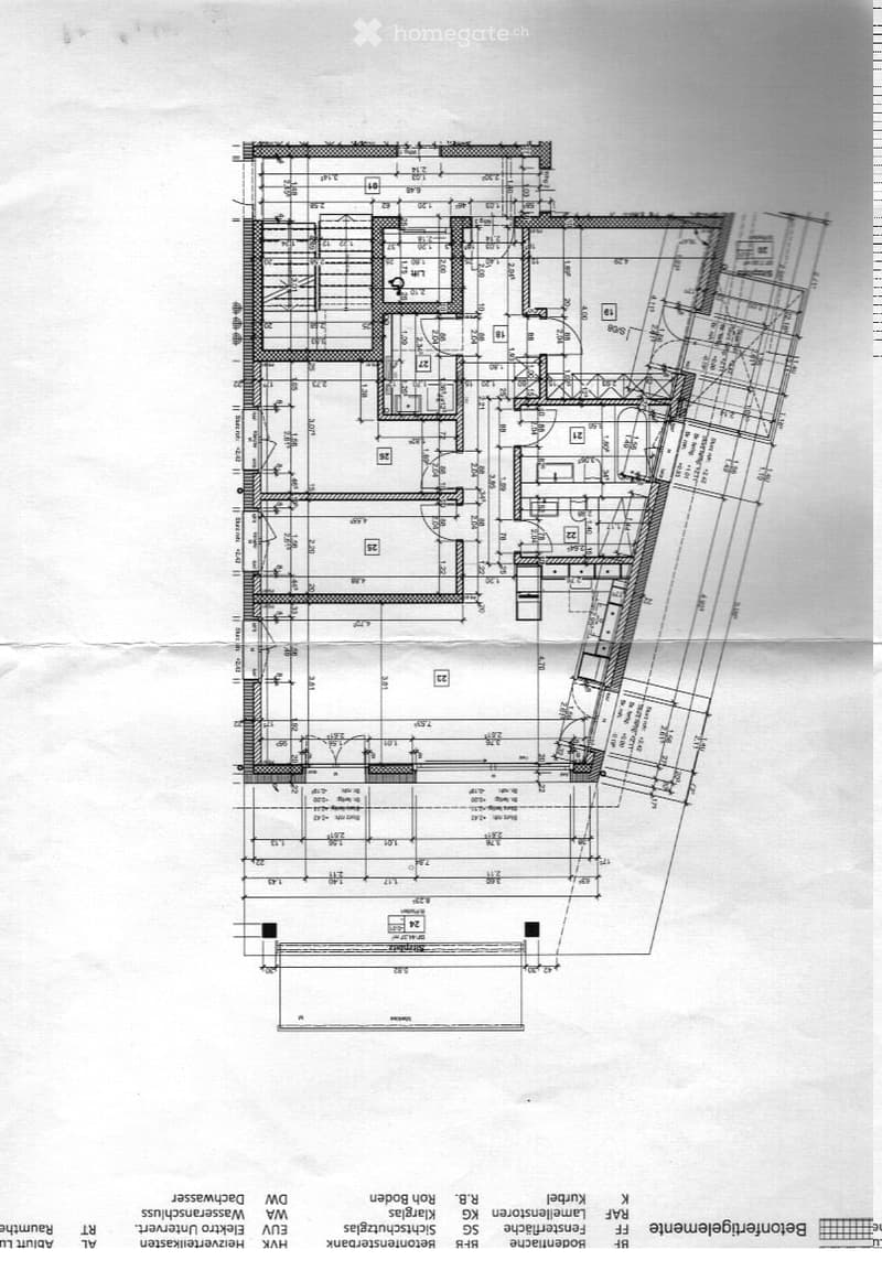 Floor plan of a multi-story building with labeled rooms and dimensions, including living areas, bedrooms, bathrooms, and utility spaces.
