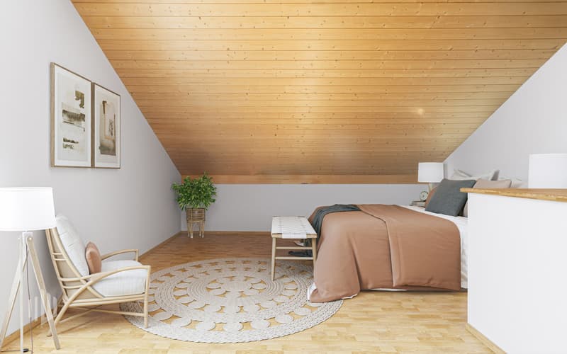 Schlafzimmer auf der Galerie (virtuell möbliert)