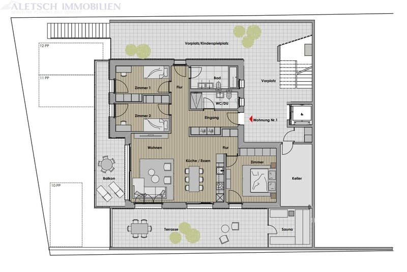 In vendita, 4,5 locali al piano terra di un edificio nuovo a Staldenried (7)