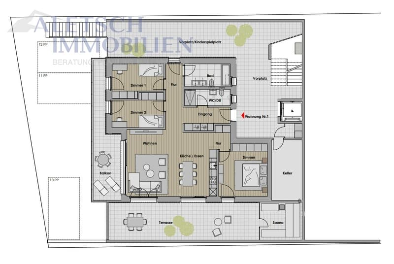 In vendita, 4,5 locali al piano terra di un edificio nuovo a Staldenried (7)