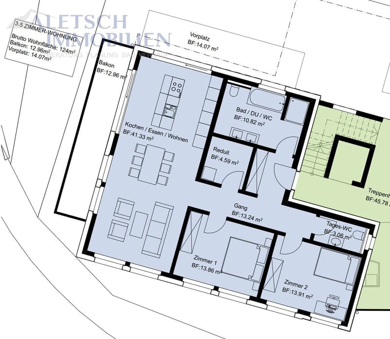 Alpin leben in Fiesch  - 3.5-Zimmer-Wohnung im 1. Obergeschoss (3)