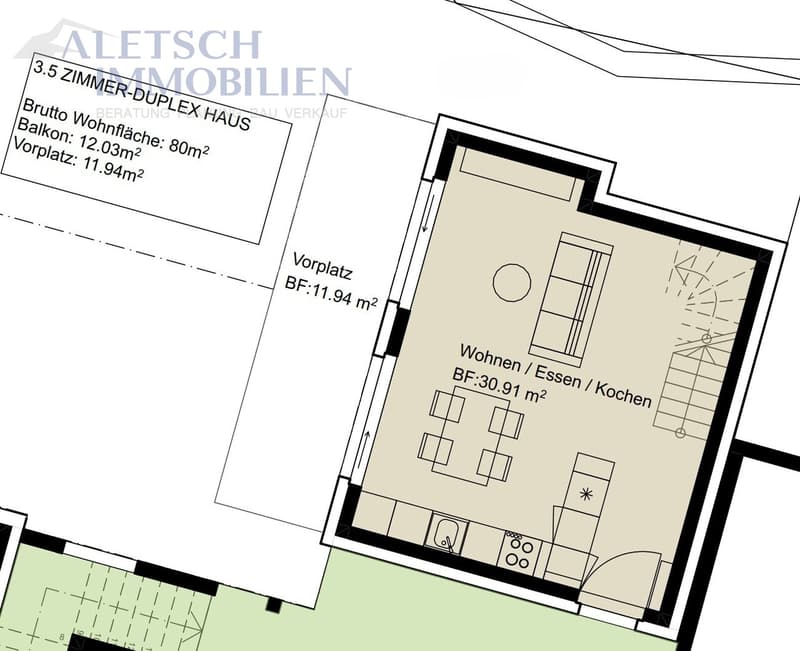 Häuschenfeeling mitten im Dorf - 3.5-Zimmer-Duplex-Wohnung, Fiesch (3)