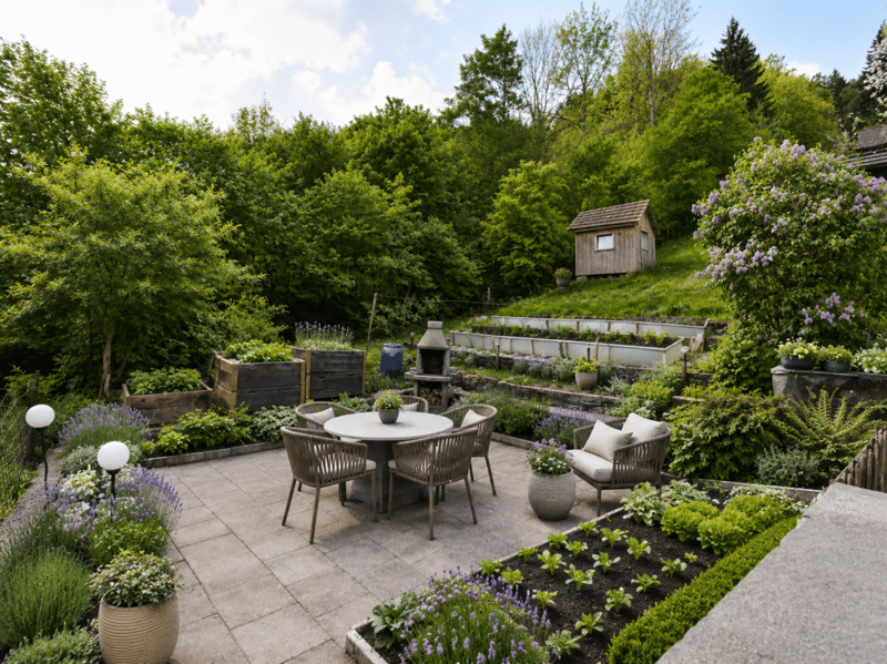Sitzplatz/Garten/Bienenhaus