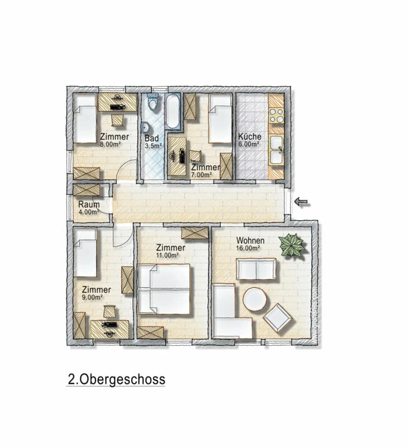 Grosszügige 5-Zimmer Wohnung im 2. OG in Zentrumsnähe von St. Gallen (9)