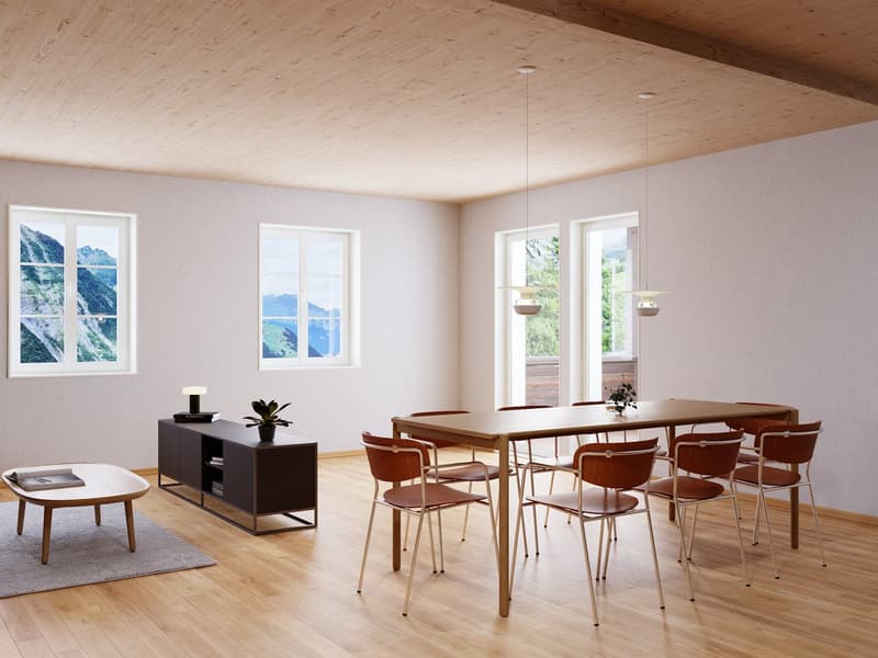Wohnzimmer mit Zugang zur Laube