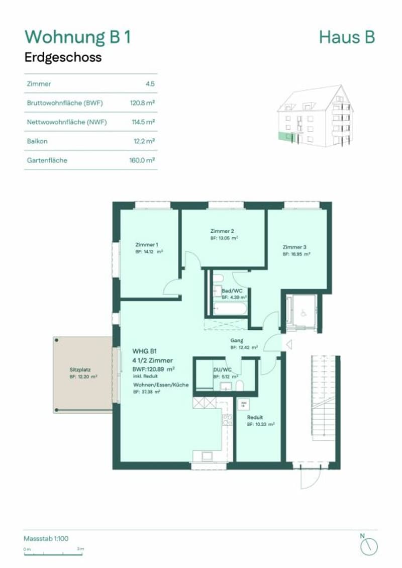 Helle 4.5-Zimmer Gartenwohnung mit Sitzplatz und Garten (6)