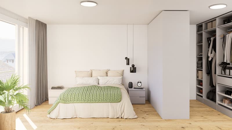 Unterdorf Studen Schlafzimmer mit Kleiderschrank