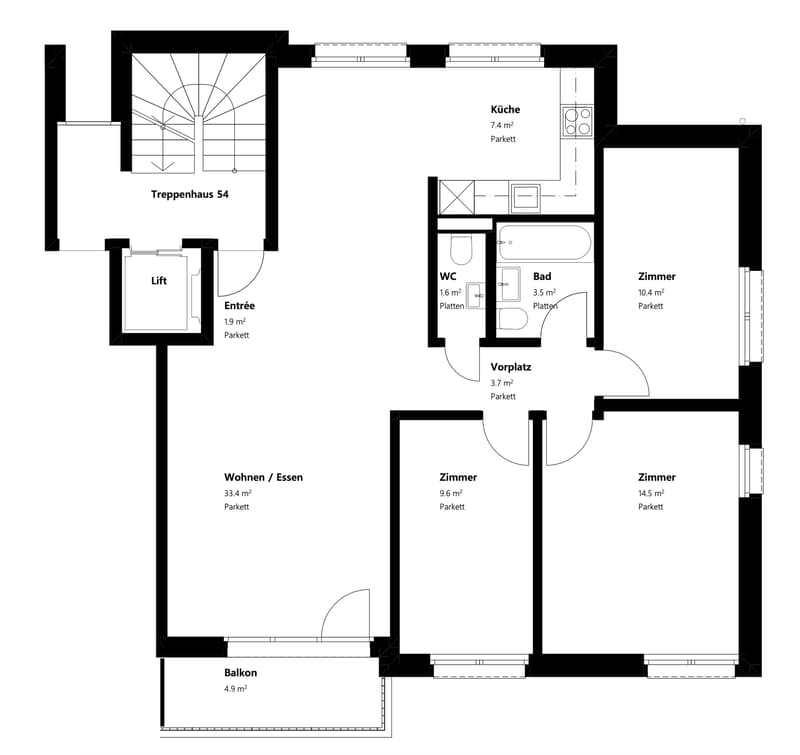 4½ ZI-WOHNUNG IN BASEL - BACHLETTEN/GOTTHELF, MÖBLIERT, TEMPORÄR (8)