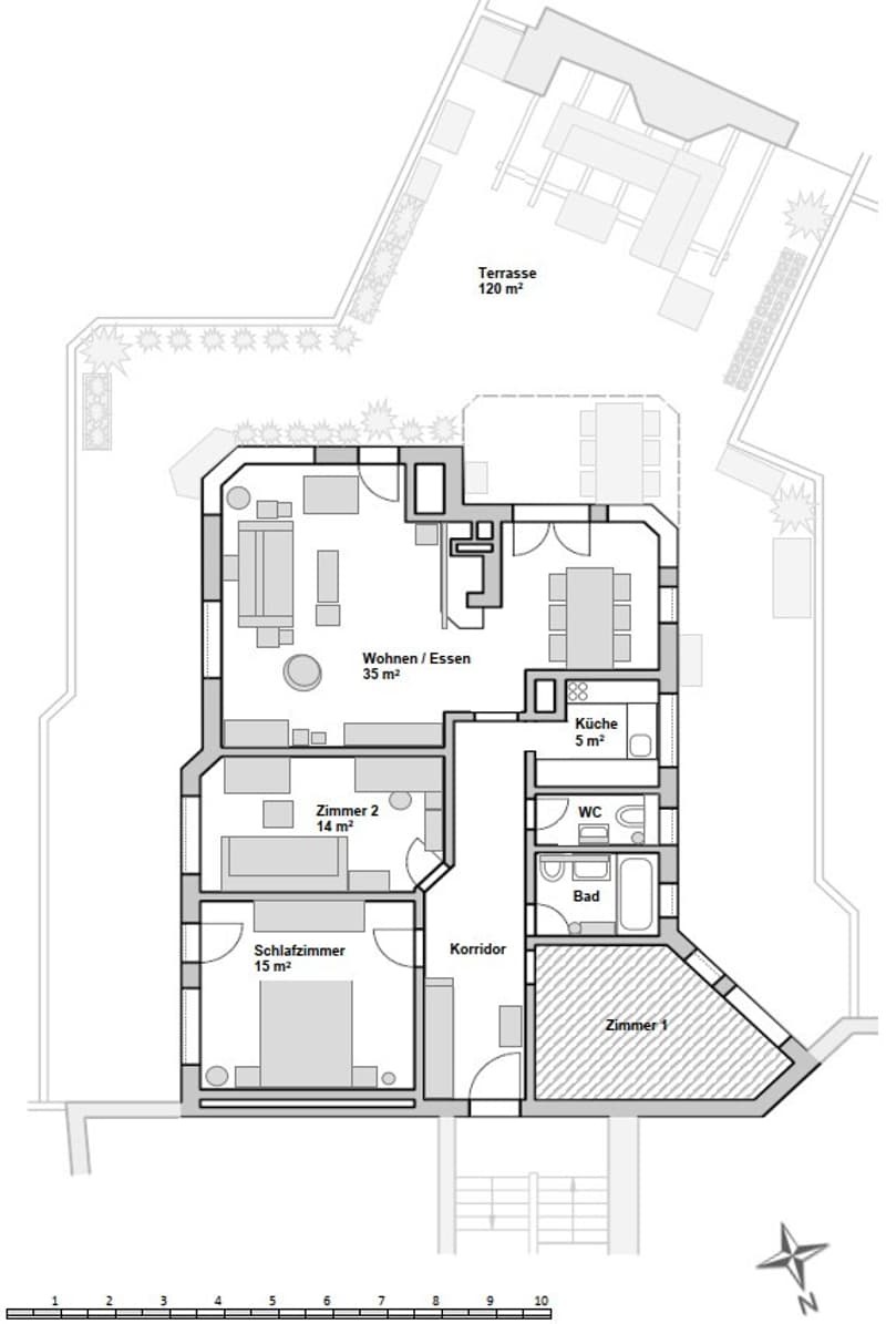 3½ ZIMMER-ATTIKAWOHNUNG IN ZÜRICH - KREIS 11 OERLIKON, MÖBLIERT, TEMPO (10)