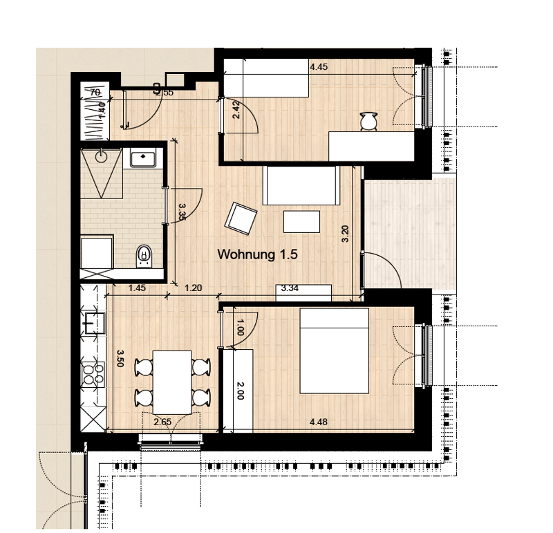 Moderne 3.5-Zimmerwohnung mit Balkon - Nr. 1.5 (7)
