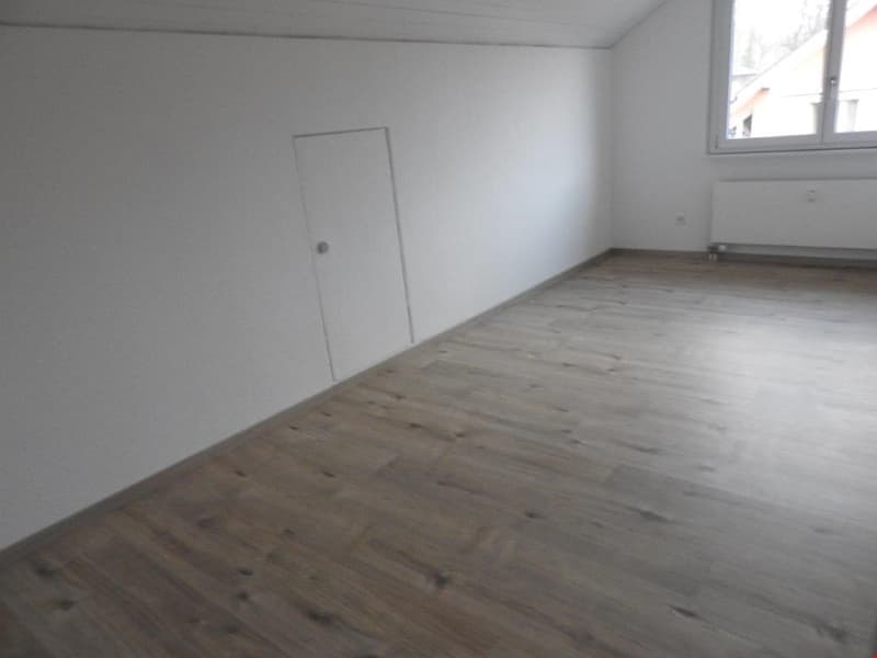 empty room, white walls, wooden floor, white door, window, radiator
