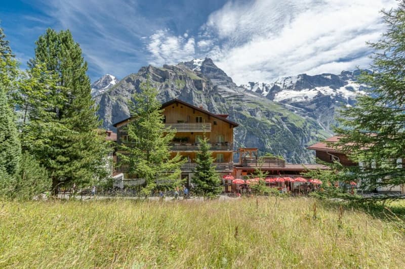 3-Zimmerwohnung mit Aussensitzplatz im Haus Murmeli, Mürren (1)