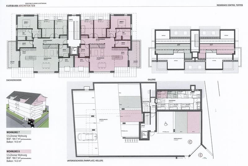Grundrissplan 5.5- Zimmer Wohnung (Süd), 3. Stock