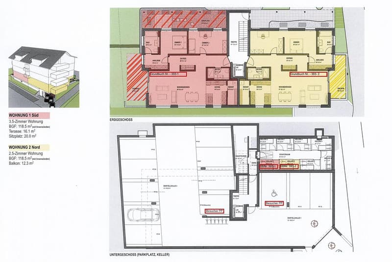 Grundrissplan 2.5- Zimmer Wohnung (Nord), Erdgeschoss
