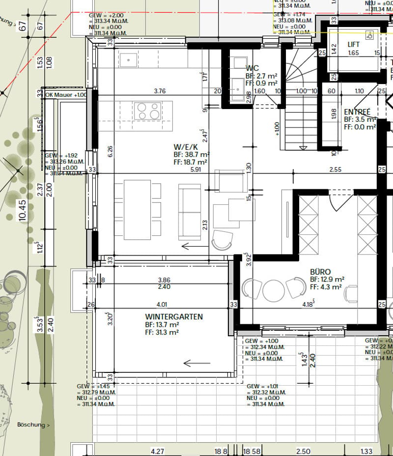 Grundriss Erdgeschosswohnung W1