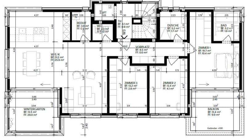 Grundriss Etagenwohnung W3