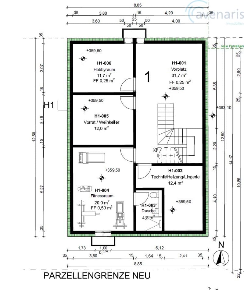 Grundriss Untergeschoss Haus 1