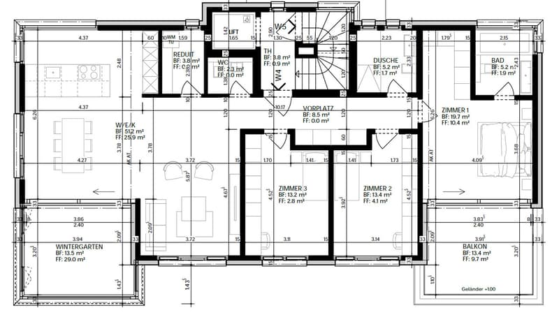 Grundriss Obergeschoss W4