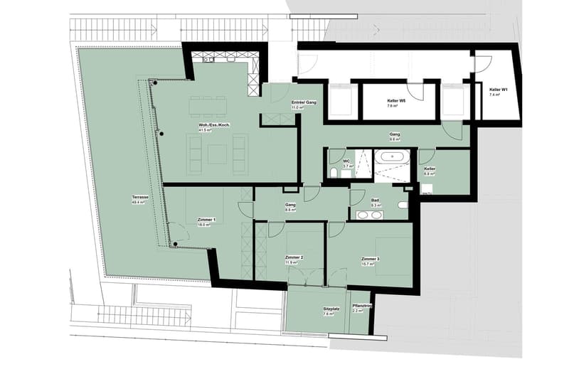 Erstvermietung -Exklusive 4.5 Zimmer-Geschosswohnung mit Aussicht - W3 (2)