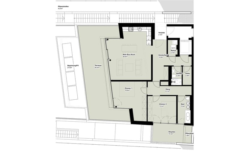 Erstvermietung - Exklusive 3.5 Zimmer-Geschosswohnung mit Aussicht  -  W2 (2)
