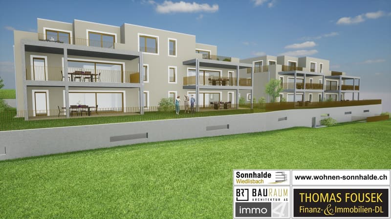 3 story house, modern architecture, multiple balconies, front yard with a fence and grass, people standing outside