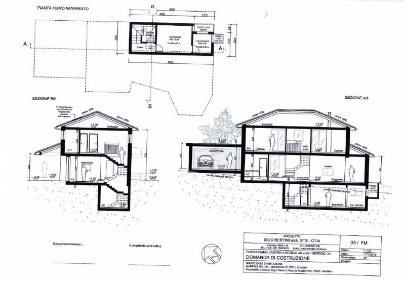 Ground floor plan and first floor plan with bedroom, living room, kitchen, bathroom, stairs