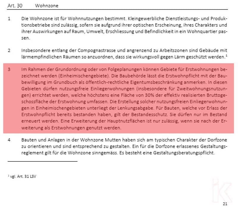 Augzug BG Art. 30 anteilsmässiger Zweitwohnsitz 30%