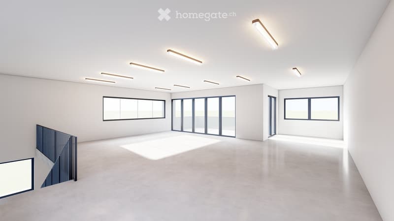 Empty floor plan with 6 windows and 9 ceiling lights
