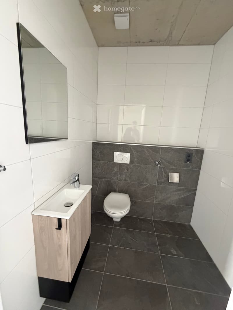 small bathroom with white sink, mirror, and toilet