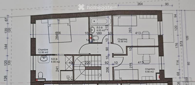 Living room, kitchen, 3 bedrooms, 2 bathrooms, shower room, storage room