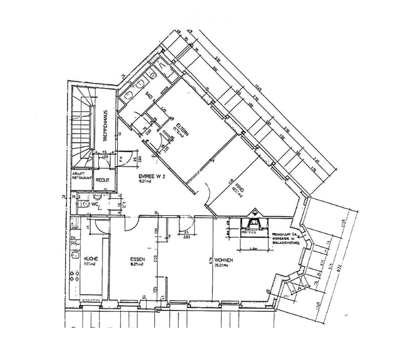 Floor plan showing a multi-room layout including a kitchen, dining area, living room, and bedroom. Dimensions and room labels are indicated.